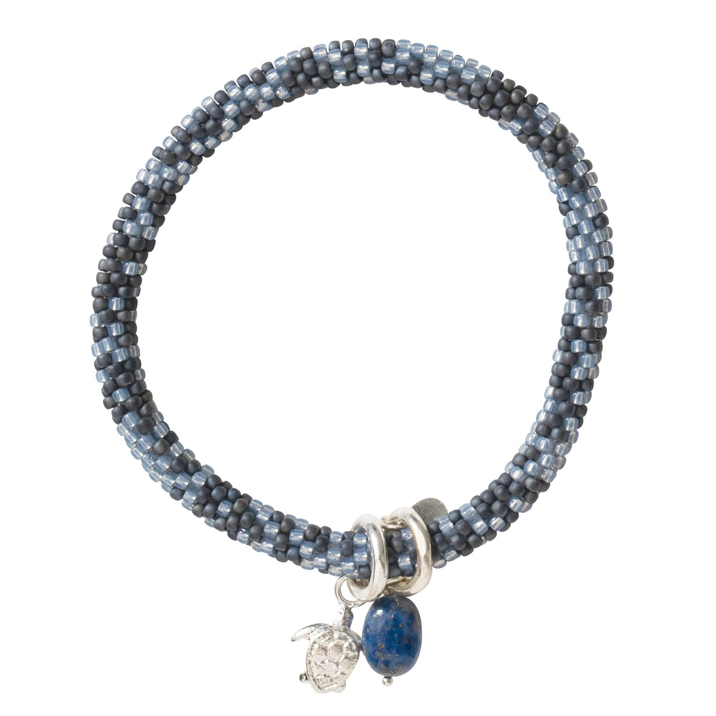 Jacky armband blauw zilver schildpad Lapis Lazuli bracelet