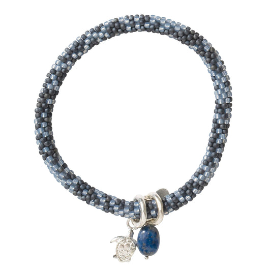 Jacky armband blauw zilver schildpad Lapis Lazuli bracelet