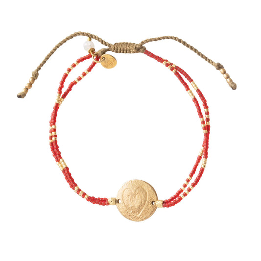 Verstelbare armband met hart Rood Goud Maansteen