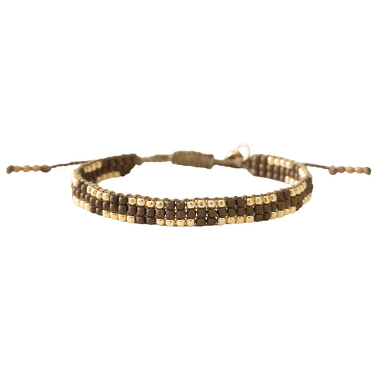 Harmonized dunne gevlochte armband goud tijgeroog kralen
