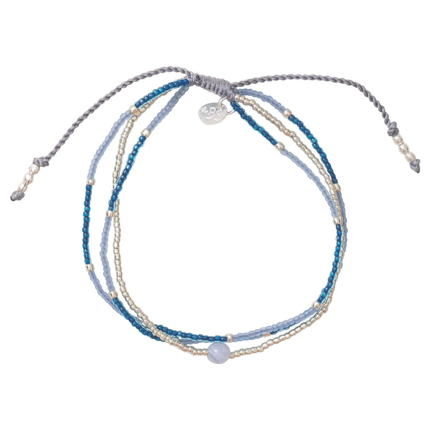 Armband met zilveren en lapis lazuli kralen met schuifslot
