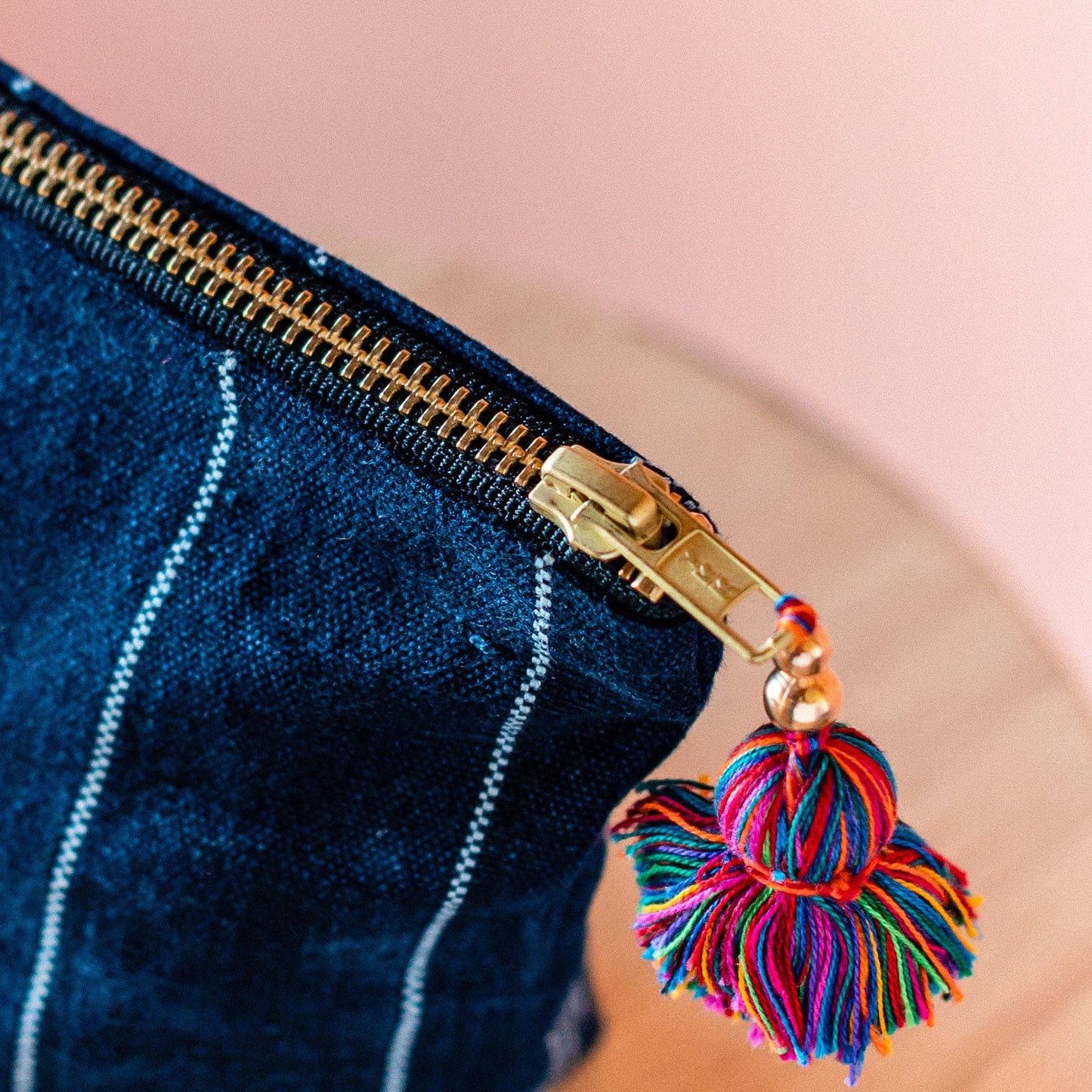 Toilettas authentiek Huipil handgemaakt blauw