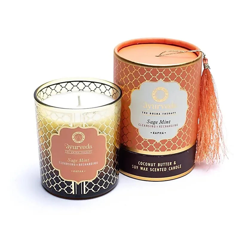 Sojawas kaars in glas met geschenkdoos geur Salie Munt