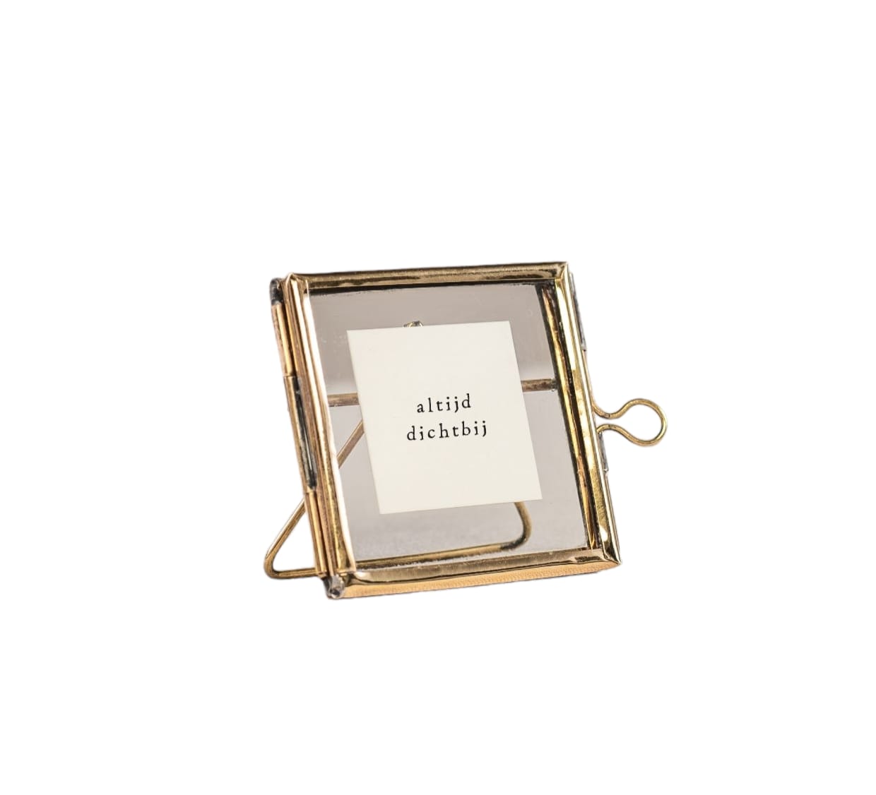 Staand messing lijstje – ‘Altijd in ons hart’ | Herinnering