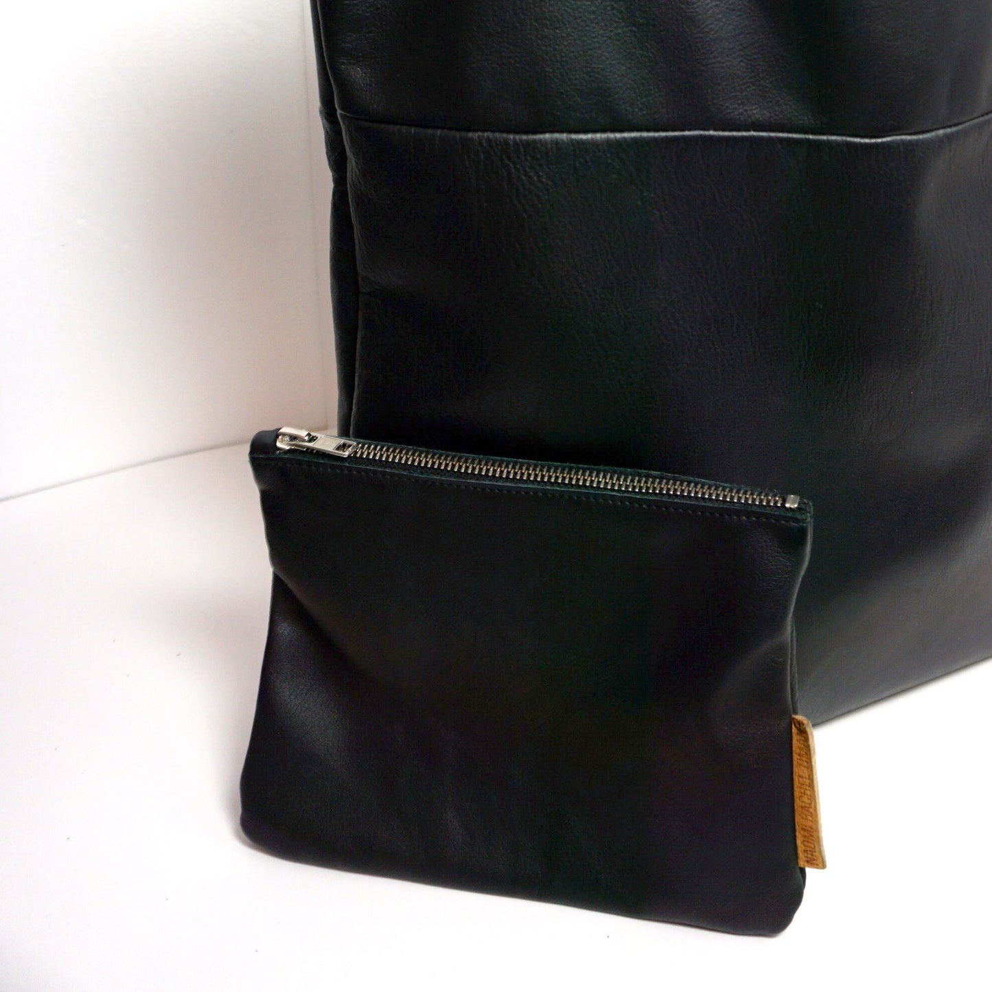 Totebag Met Wallet Gerecycled Leer Zwart Naomi Rachel Timan