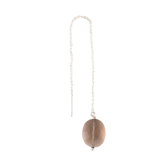 Harmonized Elegante zilveren oorbel 7 cm lang rookkwarts
