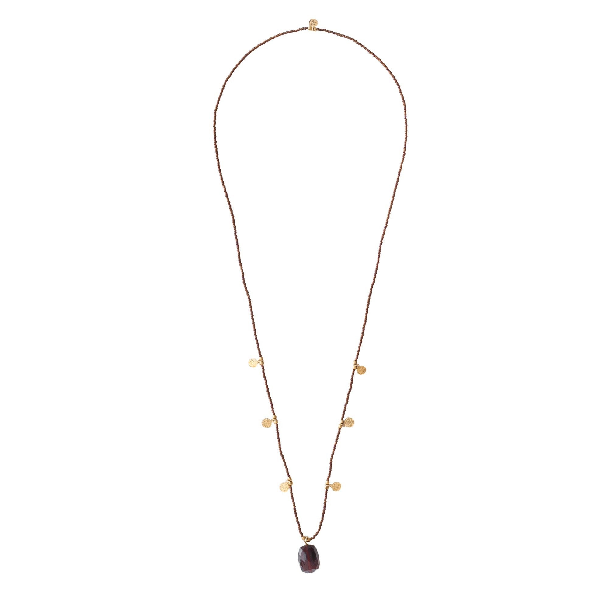 ketting met granaatsteen en gouden muntjes fairtrade sieraden