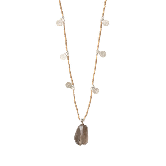 Charming Smokey Quartz Silver Necklace