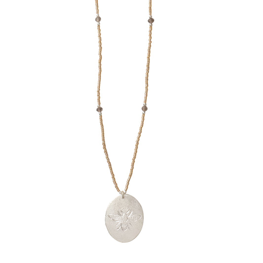Lange ketting rookkwarts bijen bedel Harmonized Grijs A Beautiful Story
