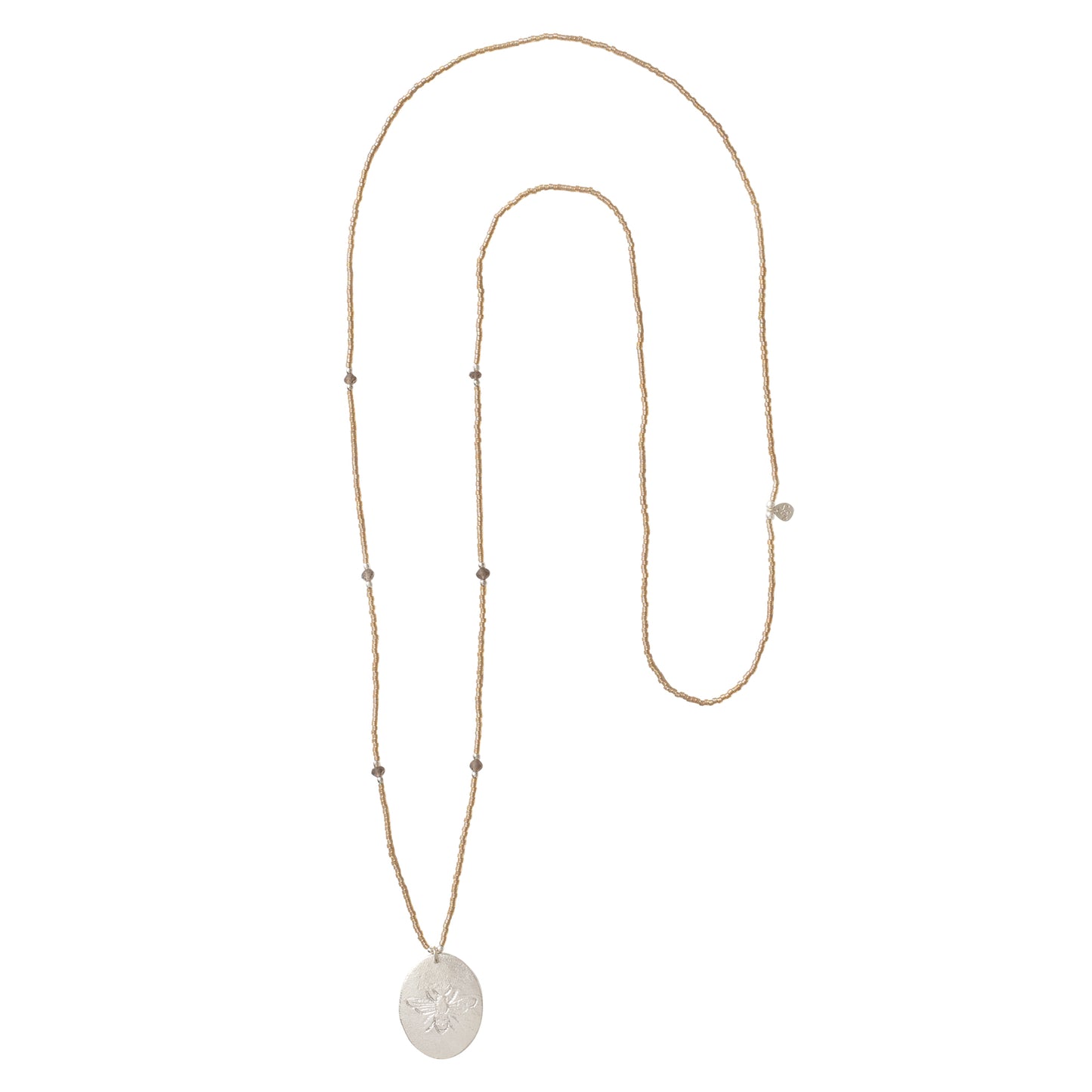 94 cm Lange ketting rookkwarts bijen bedel Harmonized Grijs A Beautiful Story Focus steen