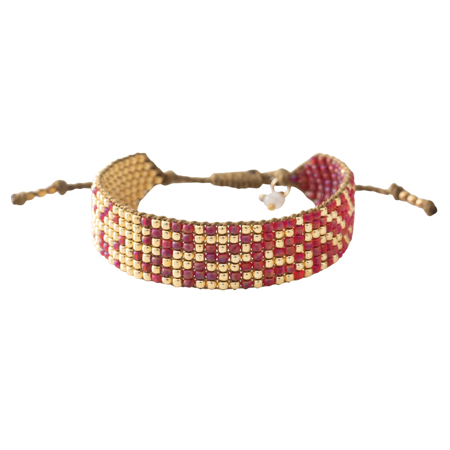 Harmonized verstelbare gevlochten armband goud rood maansteen
