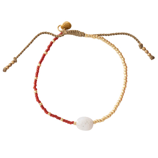 Moonstone Maansteen Armband Rood Goud Witte steen Ruby Verstelbaar Harmonized A beautiful Story