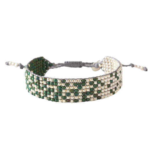 Harmonized gevlochten kralen armband labradoriet zilver groen