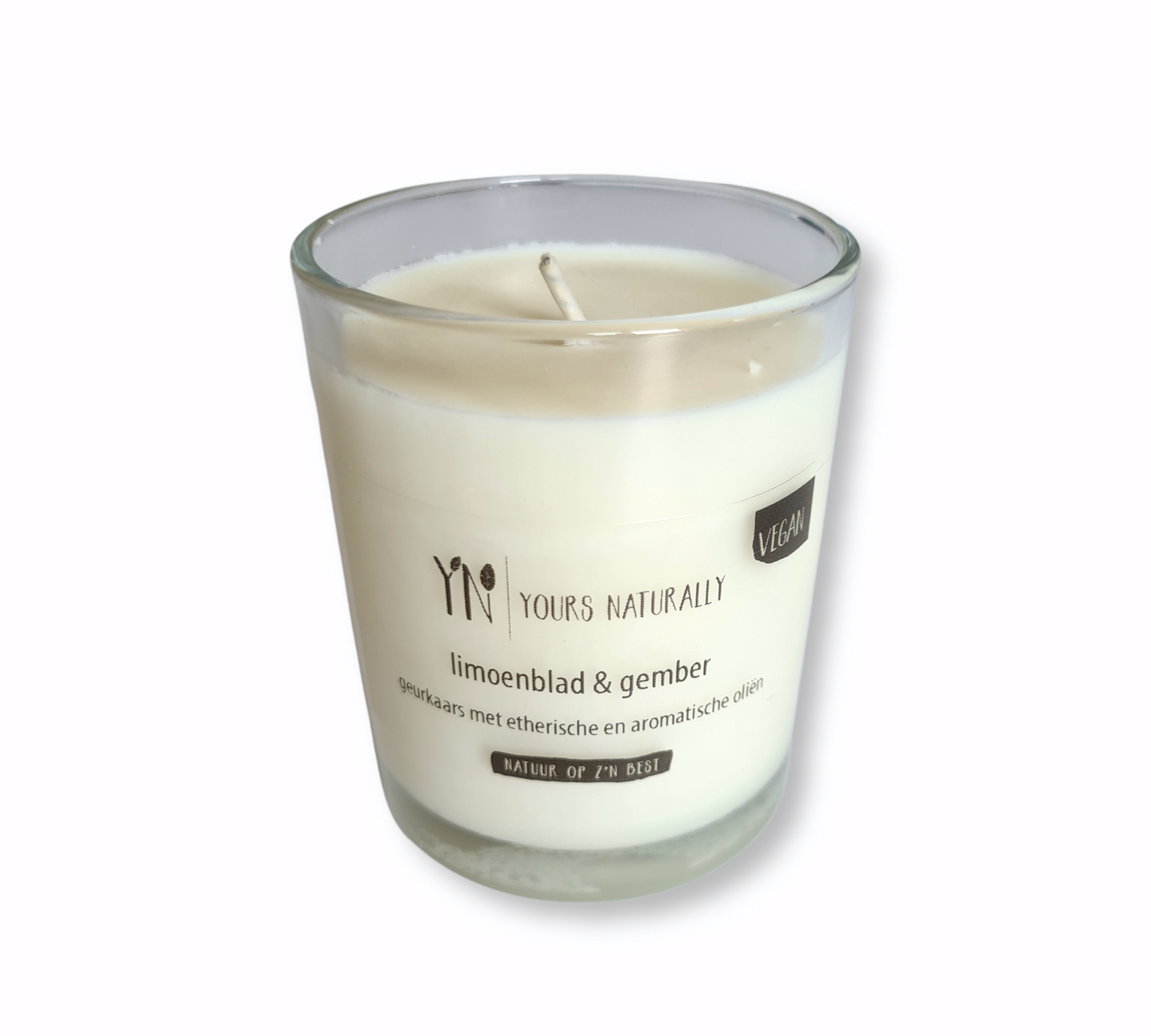 Vegan Geurkaars Yours Naturally Limoenblad Gember aromatische oliën Paraffinevrij