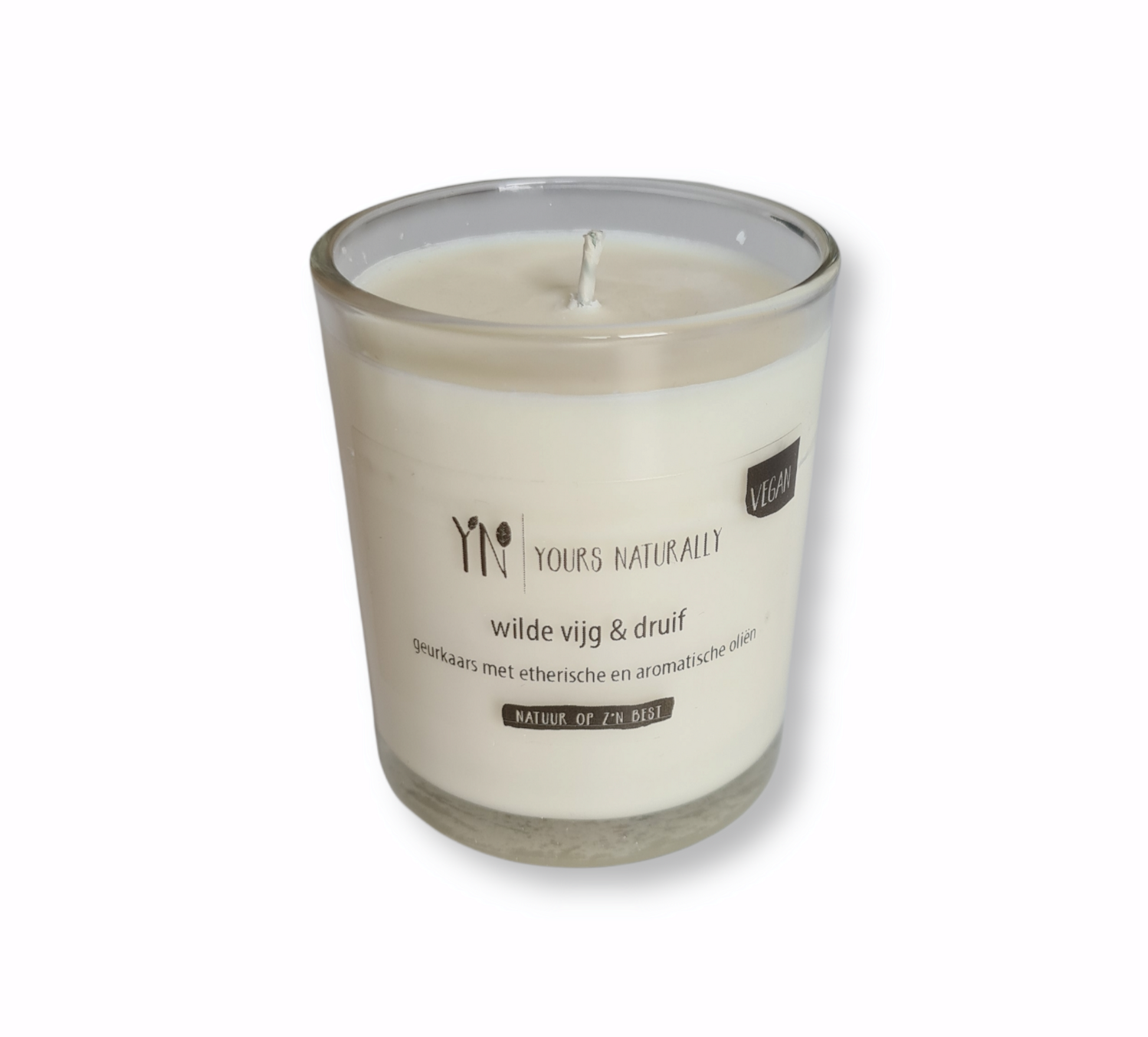 Geurkaars Wilde Vijg Druif Yours Naturally Soja Koolzaad zonder Parafine Dierproefvrij Gerecucled Glas