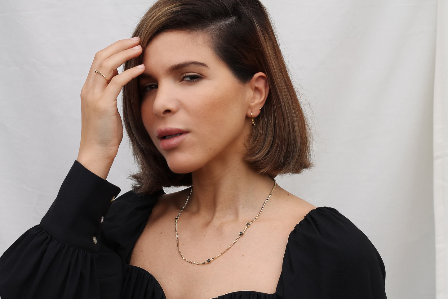 Harmonized 2.5 Goud vermeil Ketting zwarte spinel Ana Dyla Model