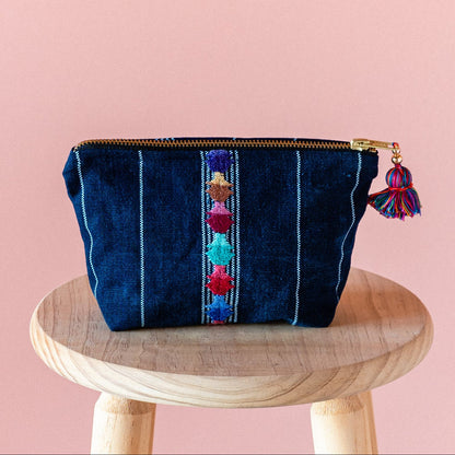 Toilettas authentiek Huipil handgemaakt blauw