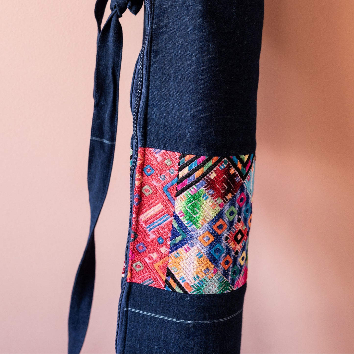 Handgemaakte tas voor Yogamat Blauw Huipil
