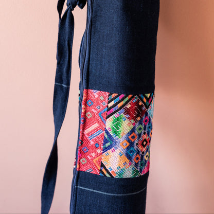 Handgemaakte tas voor Yogamat Blauw Huipil