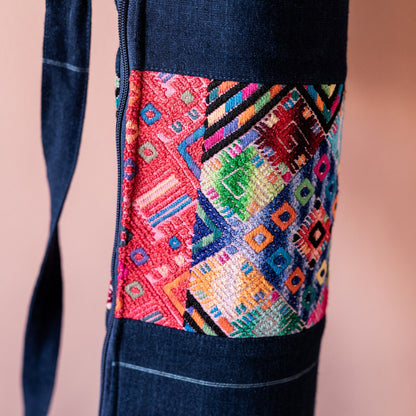 Handgemaakte tas voor Yogamat Blauw Huipil
