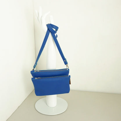 Gerecycled Leren Schoudertas Kobaltblauw Naomi Rachel Tíman Maybag Afneembaar Klein Tasje