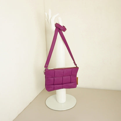 Gerecycled Leren Schoudertas Magenta Naomi Rachel Tíman Patchwork