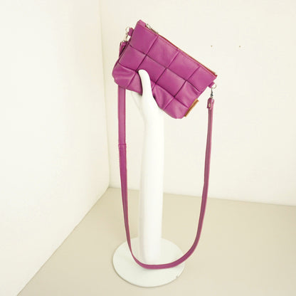 Gerecycled Leren Schoudertas Magenta Naomi Rachel Tíman Patchwork