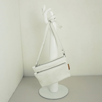 Gerecycled Leren Schoudertas Wit Naomi Rachel Tíman Maybag Afneembaar Klein Tasje