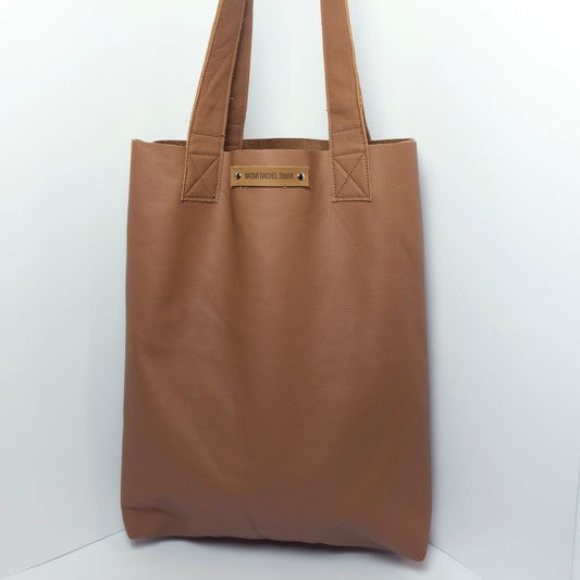 Totebag Gerecycled Leer Naomi Rachel Timan Cognac Bruin