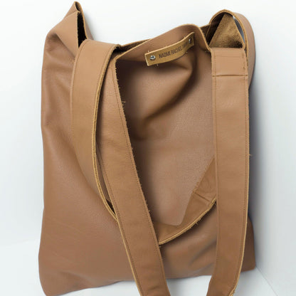 Totebag Gerecycled Leer Naomi Rachel Timan Cognac Bruin