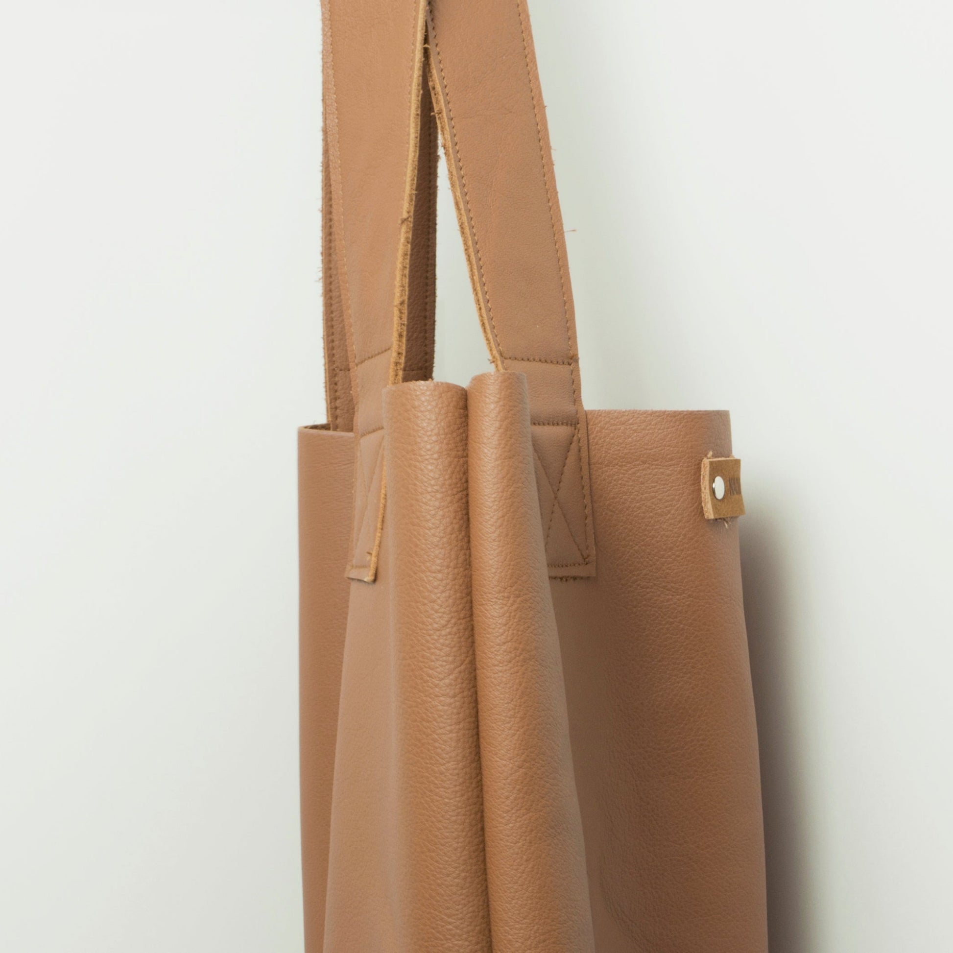 Totebag Gerecycled Leer Naomi Rachel Timan Cognac Bruin