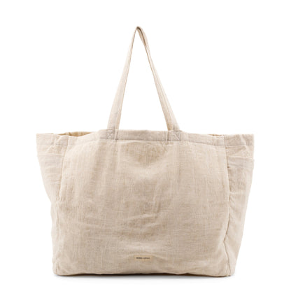 Vegan Shopper Monk & Anna Zandkleur met Pouch in geweven stof met structuur