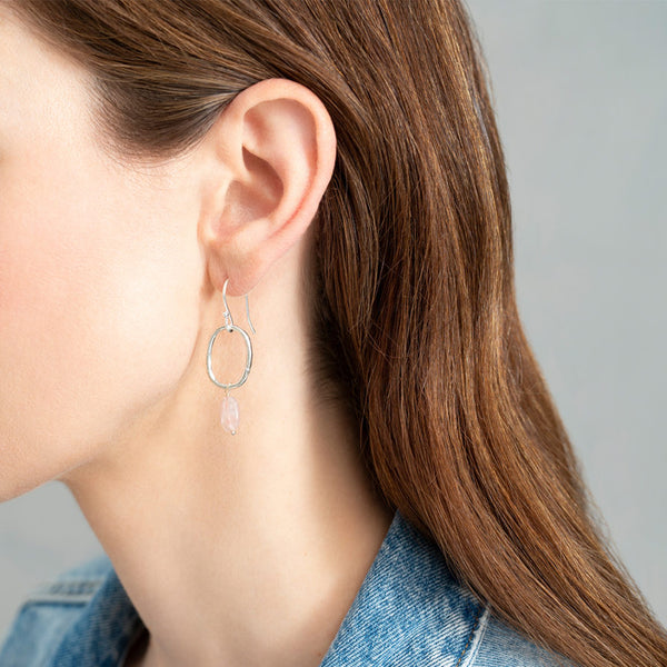 Rose Quartz Silver Earrings | Sustainable Jewelry