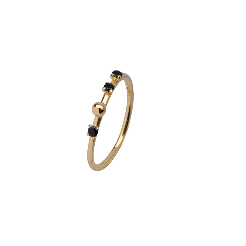 Harmonized goud vermeil zwarte spinel ring Ana Dyla