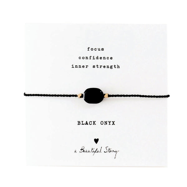 Duurzame sieraden | A Beautiful Story Gemstone Card Black Onyx Gold Bracelet