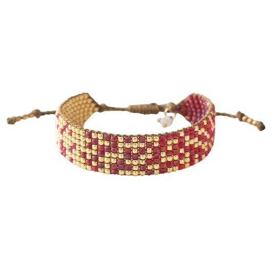 Harmonized verstelbare gevlochten armband goud rood maansteen