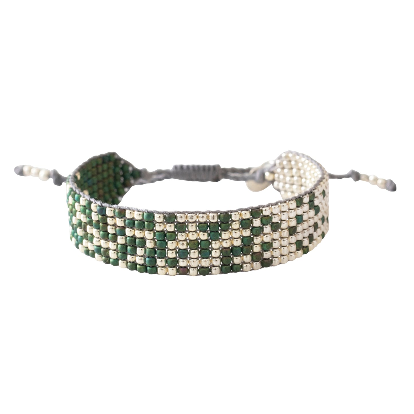 Harmonized gevlochten kralen armband labradoriet zilver groen 